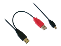 MCL Cable double USB type A m.le (Alim Data) / mini B 5 brs m.le – 1m