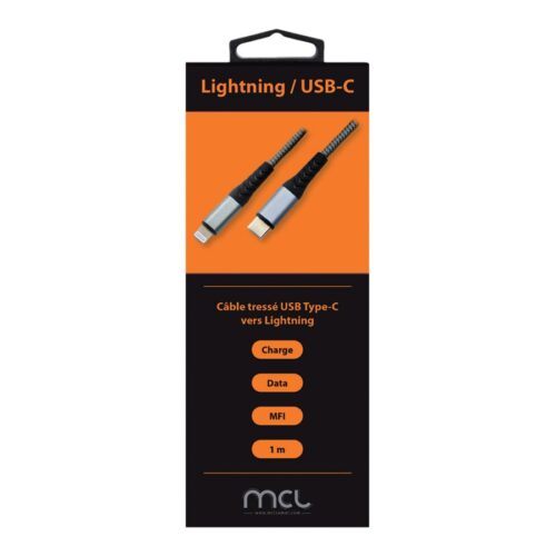 MCL Câble tressé USB Type-C vers Lightning Certifié MFI – 1m