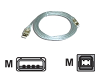 MCL Câble USB 2.0 type A / B mâle Translucide contacts OR – 3m
