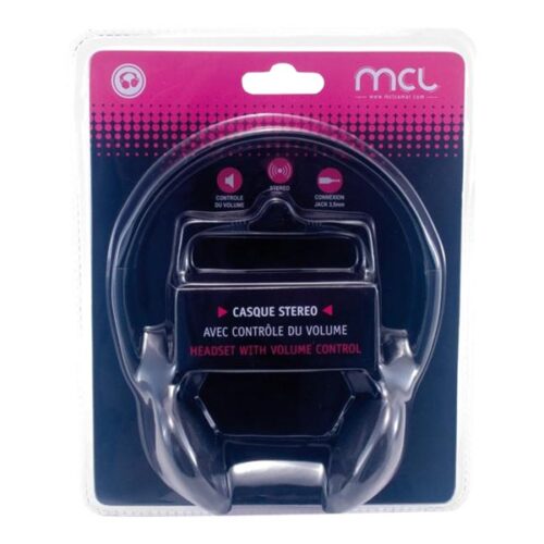 MCL Casque stéréo avec contrôle du volume – Noir