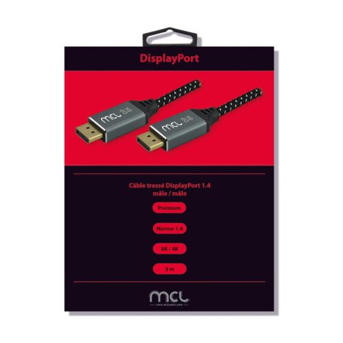 MCL DisplayPort mesh cable 8K/1.4 male / male – 3m