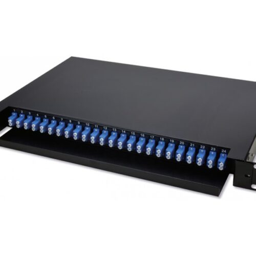 MCL IC4D99A19TFO24LCD – Tiroir optique 19p 1U 24 ports équipé de 24 traversées LC duplex mono
