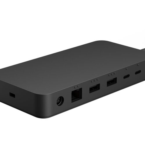 MICROSOFT Surface – Dock Thunderbolt 4 – Station daccueil – 3xUSB-C – 3xUSB 3.2 – Ethernet – Audio Jack – GigE – 165W – Noire