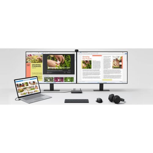MICROSOFT Surface – Dock Thunderbolt 4 – Station daccueil – 3xUSB-C – 3xUSB 3.2 – Ethernet – Audio Jack – GigE – 165W – Noire