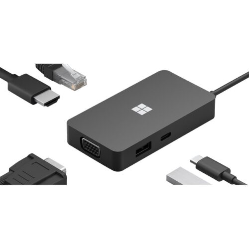 MICROSOFT Surface – USB-C Travel Hub – Station d’accueil – USB 3.2 – VGA – HDMI – Ethernet – GigE – 20cm – Noir