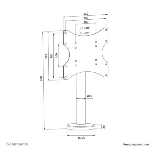 NEOMOUNTS DS42-430BL12 Support de bureau pour écran à poser 23-43p- à visser – pivotant