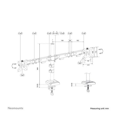 NEOMOUNTS DS60-600BL2 Support décran à fixer 10-32p – Quick-fix – arrêt 180