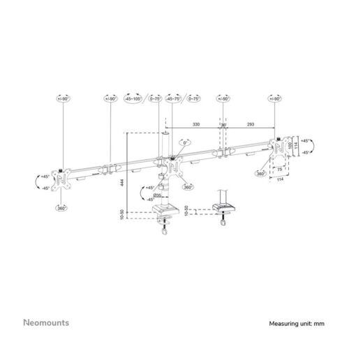 NEOMOUNTS DS60-600BL3 Support décran à fixer 10-27p – Quickfix – arrêt 180