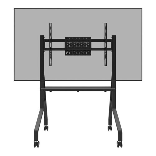 NEOMOUNTS FL50-525BL1 Support au sol mobile pour écran 55-86p – étagère multimédia incluse – installation rapide – TÜV