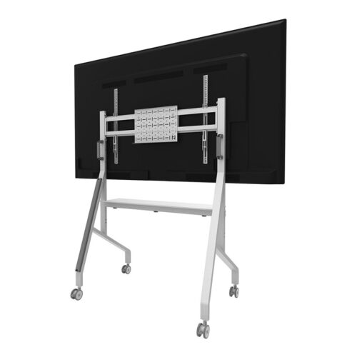NEOMOUNTS FL50-525WH1 Support au sol mobile pour écran 55-86p – étagère multimédia incluse – installation rapide – TÜV