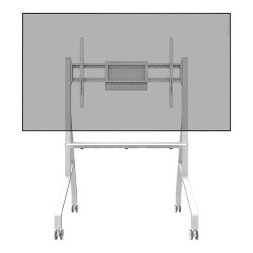 NEOMOUNTS FL50-525WH1 Support au sol mobile pour écran 55-86p – étagère multimédia incluse – installation rapide – TÜV