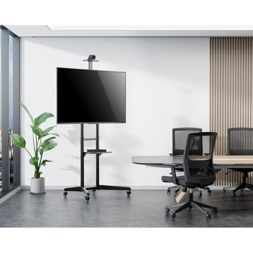 NEOMOUNTS FL50-550BL1 Support au sol mobile pour écran 37-70p – étagère multimédia et support caméra inclus
