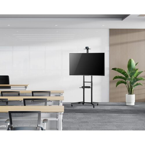 NEOMOUNTS FL50-550BL1 Support au sol mobile pour écran 37-70p – étagère multimédia et support caméra inclus