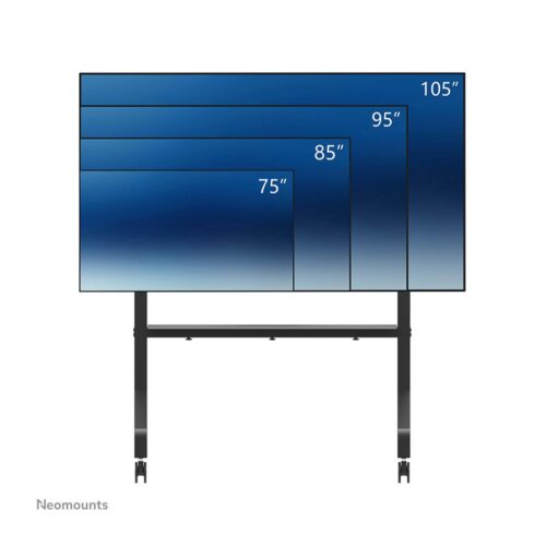 NEOMOUNTS FL50-575BL1 Support au sol mobile pour écran 65-110p – étagère multimédia incluse – installation rapide – TÜV