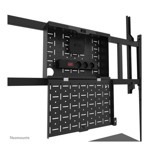 NEOMOUNTS FL50-575BL1 Support au sol mobile pour écran 65-110p – étagère multimédia incluse – installation rapide – TÜV
