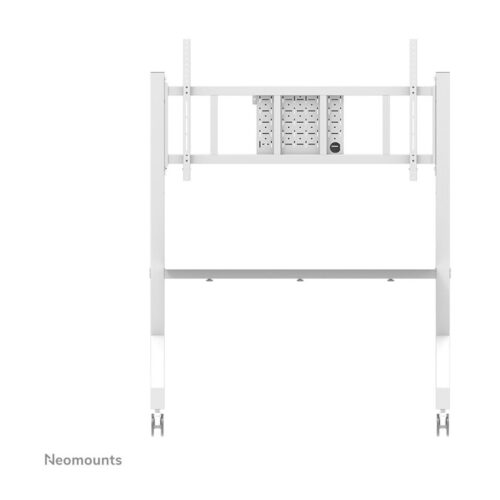 NEOMOUNTS FL50-575WH1 Support au sol mobile pour écran 65-110p – étagère multimédia incluse – installation rapide – TÜV