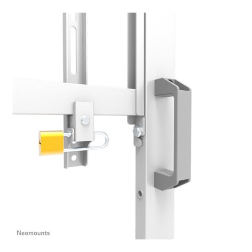 NEOMOUNTS FL50-575WH1 Support au sol mobile pour écran 65-110p – étagère multimédia incluse – installation rapide – TÜV