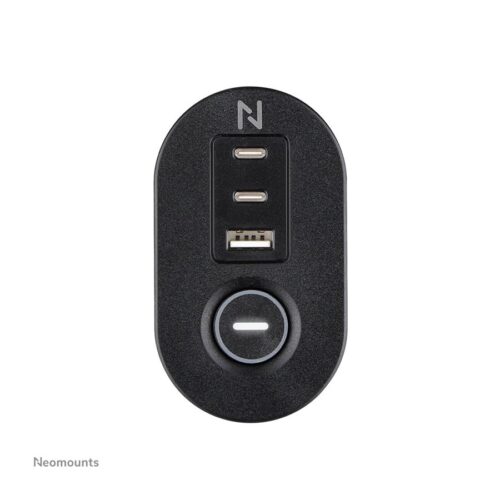 NEOMOUNTS VOLT Desk Clamp socket with Quick-charge USB Ports clamp 0-50mm 3x type-F 230V 1x USB-A 18W 2x USB-C 20W