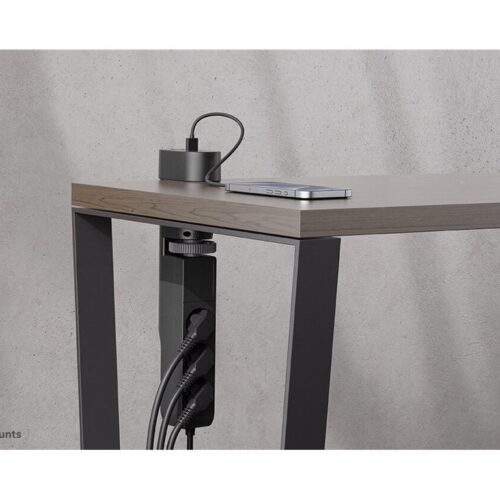 NEOMOUNTS VOLT Desk Clamp socket with Quick-charge USB Ports clamp 0-50mm 3x type-F 230V 1x USB-A 18W 2x USB-C 20W