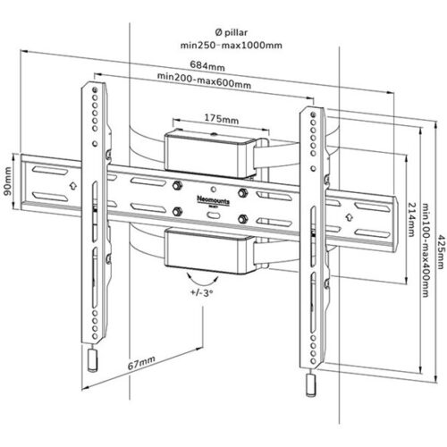 NEOMOUNTS WL30S-910BL16 Support de pilier pour écran 40-75p – fixe – verrouillable – diam. 25-100 cm – portrait