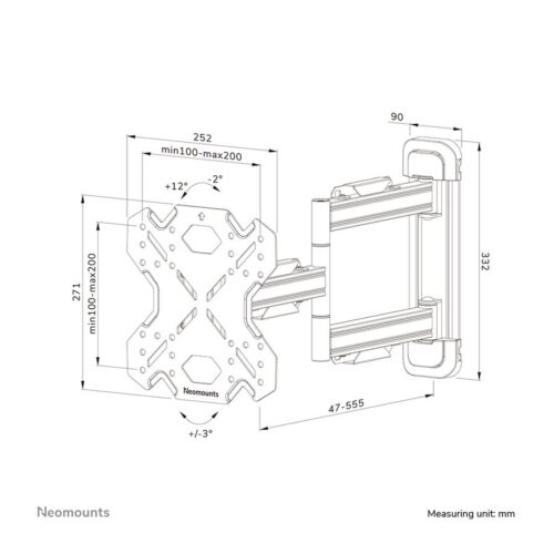 NEOMOUNTS WL40S-850BL12 Support pour écran mural 32-55p – orientable – installation rapide