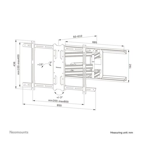 NEOMOUNTS WL40S-850BL18 Support pour écran mural 43-86p – orientable – installation rapide