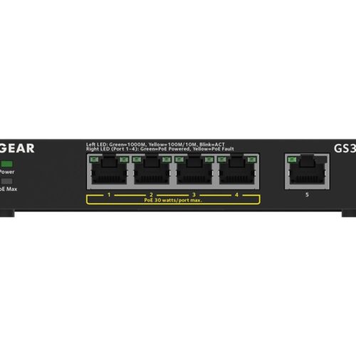 NETGEAR 5PT POE/POE+ GIGE Unmanaged Switch GS305PP