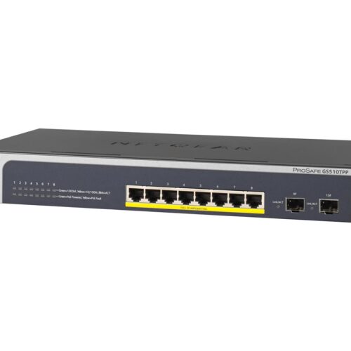 NETGEAR 8-Port PoE+ Gigabit Ethernet Smart Managed Switch with 2 SFP Ports 190W GS510TPP