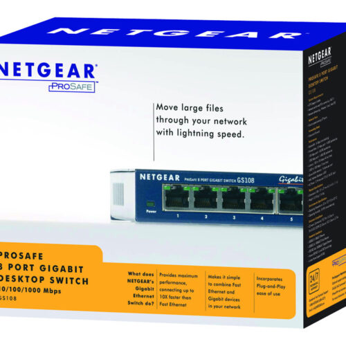 NETGEAR SWITCH 8 PORTS 10/100/1000 MBPS VERSION BOITIER METAL NON MANAGEABLE – NON RACKABLE