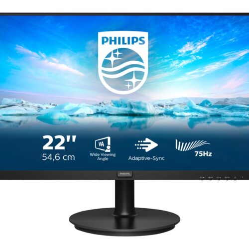 PHILIPS 222V8LA/00 21.5p VA LCD FHD 1920×1080 16:9 3000:1 250cd/m2 75Hz 4ms GtG VGA HDMI 1.4 DP1.2 3 year warranty