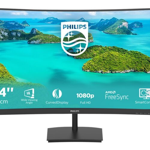 PHILIPS 241E1SCA Écran LED – incurvé – 24p – Full HD – 5 Hz – VA – 250 cd/m2 – 3000:1 – 4ms- VGA – HDMI- HP
