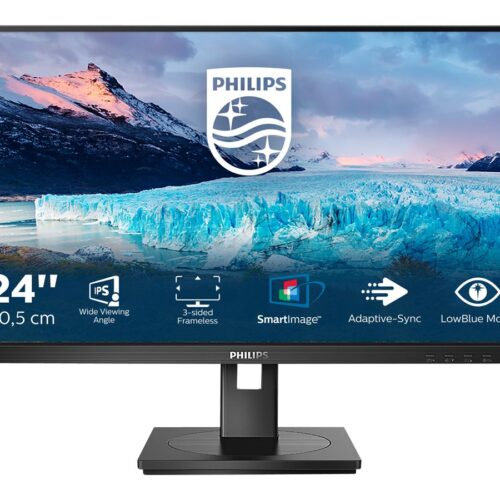 PHILIPS 242S1AE/00 23.8p 1920×1080 IPS Flat 130MM Pivot 75Hz Adative Sync 3 SIDE FRAMELESS TUV Eye Certified SPEAKERS