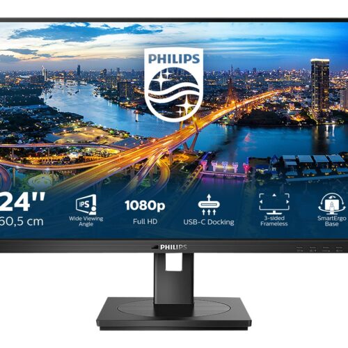 PHILIPS 243B1/00 FHD, 23.8p, IPS, 75Hz, 4ms, Adaptive Sync, Docking USB-C, USB-C Port, DP, HDMI, Height adj. Speakers DP /HDMI Cable