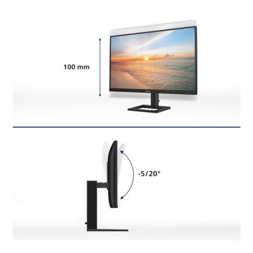 PHILIPS 27E1N1900AE/00 27p IPS 4K UHD 60Hz 350cd/m2 4ms 2xHDMI2.0 USB Type C PD65W USB HUB Speakers Height Adj.