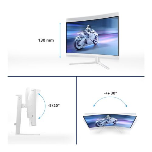 PHILIPS 27M2C5501/00 27p Curved Gaming Monitor 2560×1440 180Hz 1ms 2xHDMI DP white