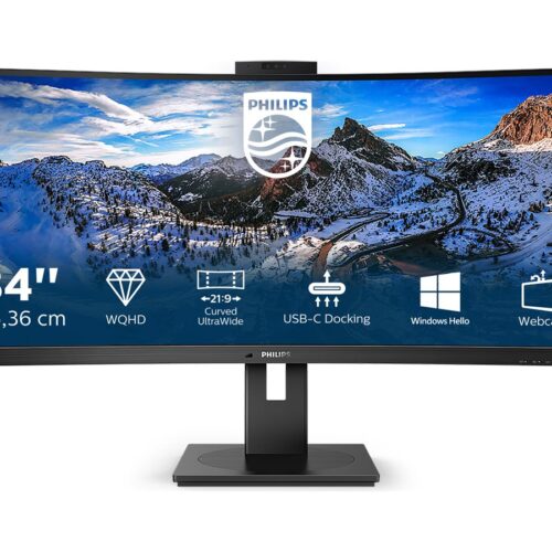 PHILIPS 346P1CRH/00 UWQHD, Curved, 34p, VA, Webcam, 100Hz, 4ms, Adaptive Sync, Docking USB-C, USB-C Port, DP, HDMI, Height adj. HP