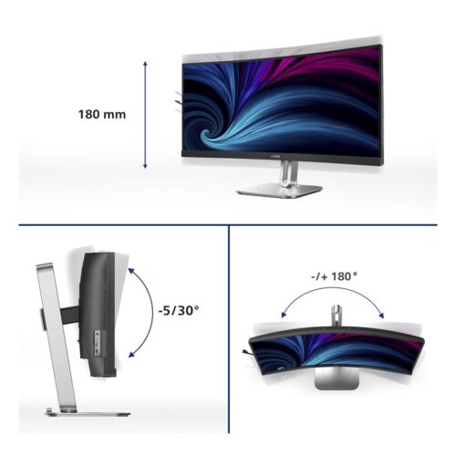 PHILIPS 34B2U5600C/00 34p 3440×1440 120Hz VA CURVED H/A tbu MM ULTRAWIDE USB-C DOCKING DISPLAY RJ45 PD > 100 W USB HUB SPEAKERS