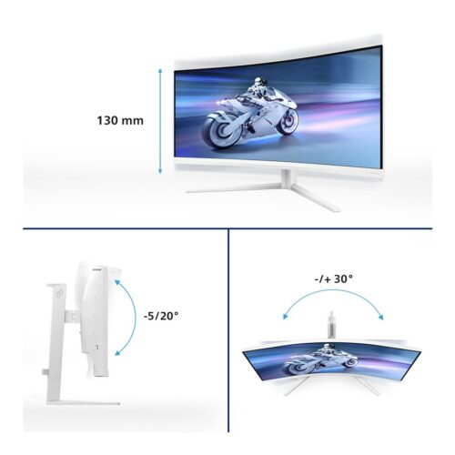 PHILIPS 34p 3440×1440 VA 130mm EVNIA 5000 Ambiglow Curved WQHD 180Hz Fast VA 1ms GtG HDR10 USB 4x USB 3.2