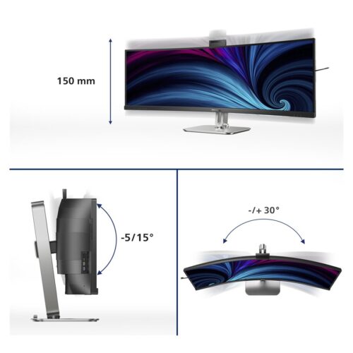 PHILIPS 49B2U6903CH/00 48.8p 5120×1440 VA Curved H/A 170mm SUPERWIDE USB-C 75Hz DP 2xHDMI USB HUB SPEAKERS webcam