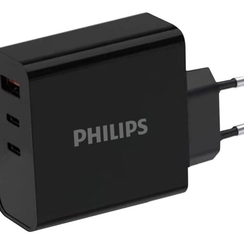 PHILIPS Chargeur secteur 65W 2 ports USB Type C et 1 USB-A