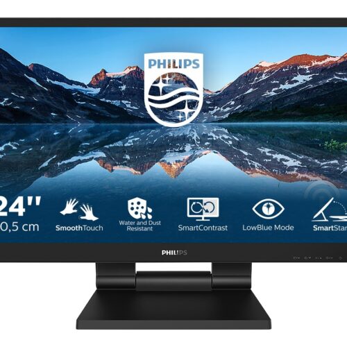 PHILIPS Moniteur Tactile 23.6pcs – 10 PTS – VGA – HDMI – DP HUB USB 3.1 x 2 – garantie 3 ans – Câbles fournis