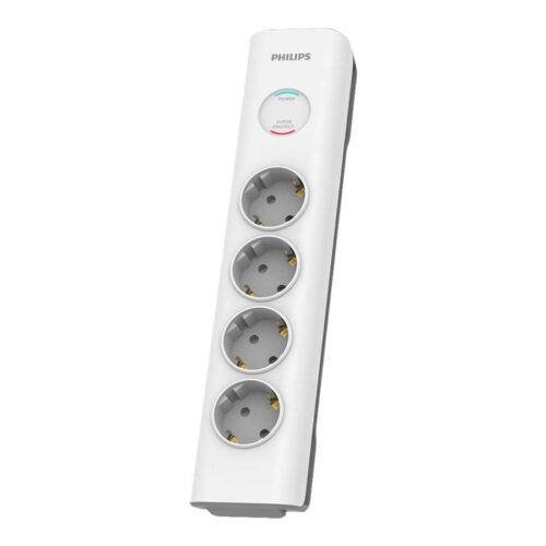 PHILIPS Rallonge multiprise parasurtenseur 4 prises 2m Blanc