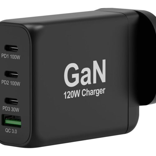 PORT DESIGNS 120W Gan Charger USB-C & USB-A Gallium Nitride Gan Technology More Efficient Smaller Lighter And Less Energy Consuming