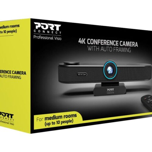 PORT DESIGNS 4K Conference Camera With Autoframing All-In-One Conference Cam Regroups Camera + Microphone + Speaker