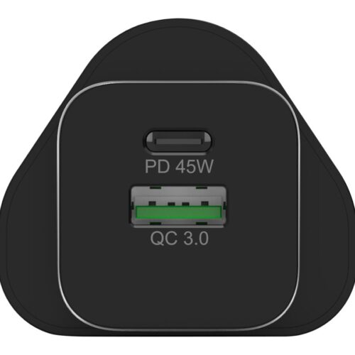 PORT DESIGNS 65W Gan Charger USB-C & USB-A Gallium Nitride Gan Technology More Efficient Smaller Lighter And Less Energy Consuming