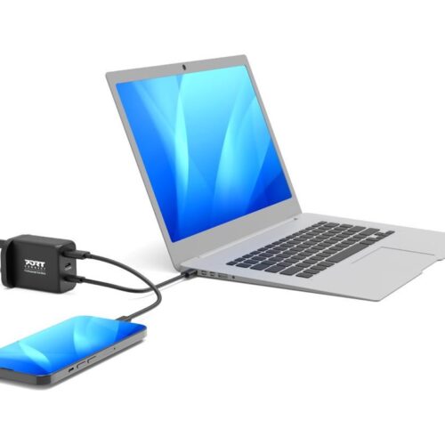PORT DESIGNS 65W Gan Charger USB-C & USB-A Gallium Nitride Gan Technology More Efficient Smaller Lighter And Less Energy Consuming