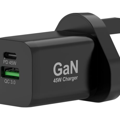 PORT DESIGNS 65W Gan Charger USB-C & USB-A Gallium Nitride Gan Technology More Efficient Smaller Lighter And Less Energy Consuming