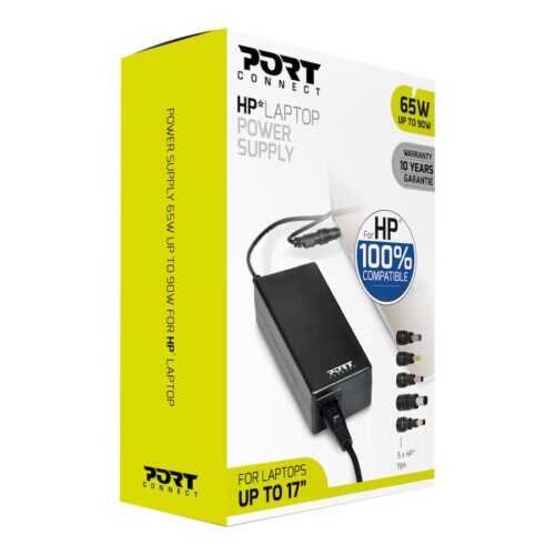 PORT DESIGNS Compatible with HP notebooks EU Plug 65W power supply for notebooks up to 90W Adaptable output power