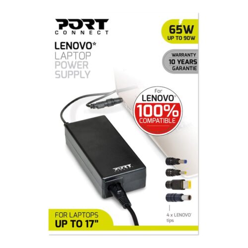 PORT DESIGNS Compatible with LENOVO notebooks EU Plug 65W power supply for notebooks up to 90W