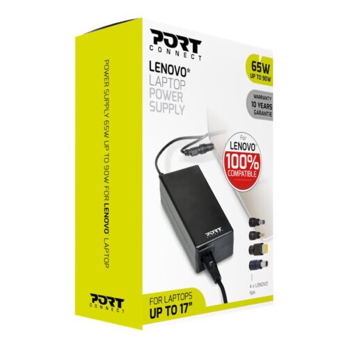 PORT DESIGNS Compatible with LENOVO notebooks EU Plug 65W power supply for notebooks up to 90W